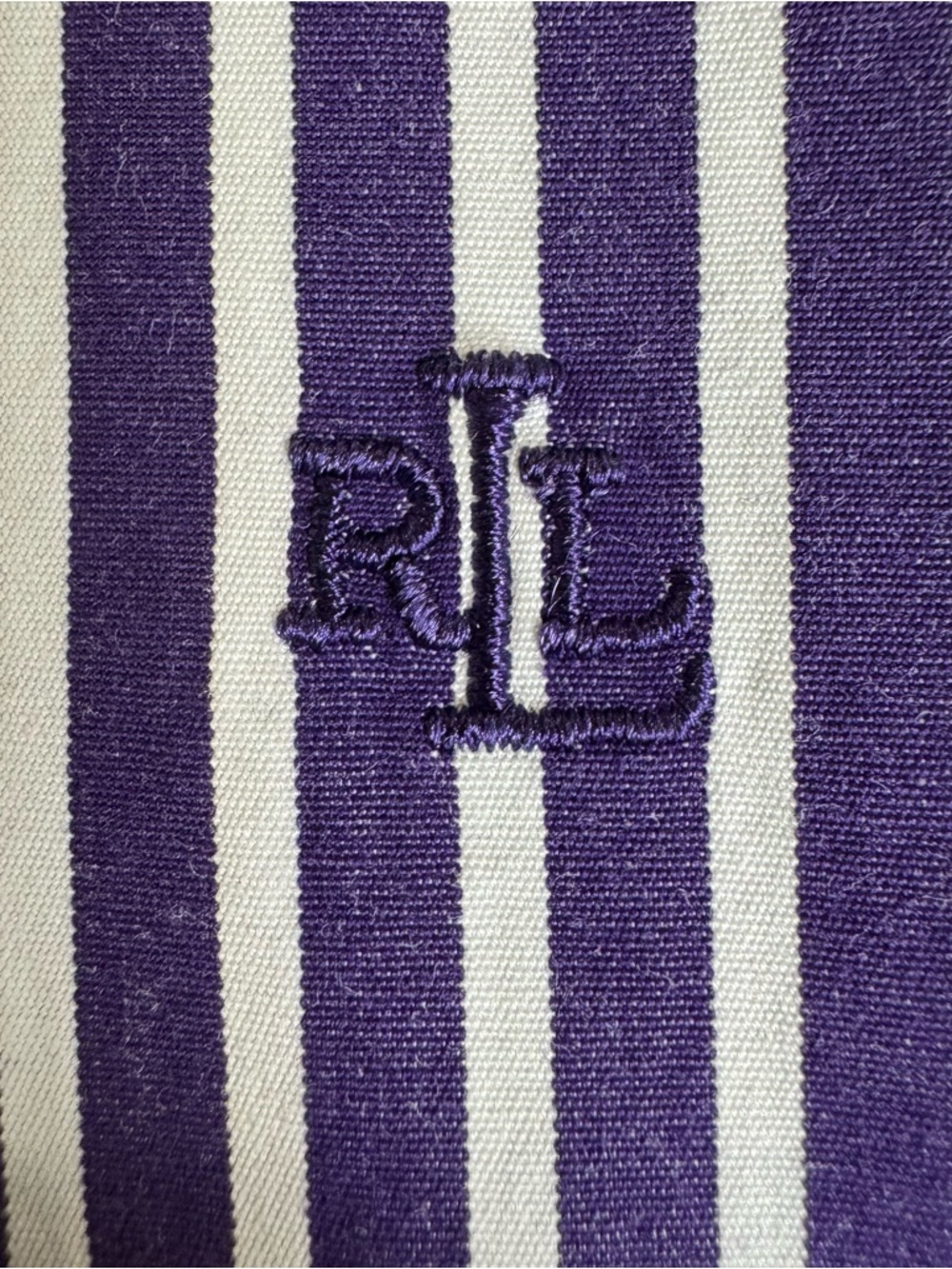 Lauren Ralph Lauren Purple & White Striped Button Down – Size Large - Picture 3 of 10